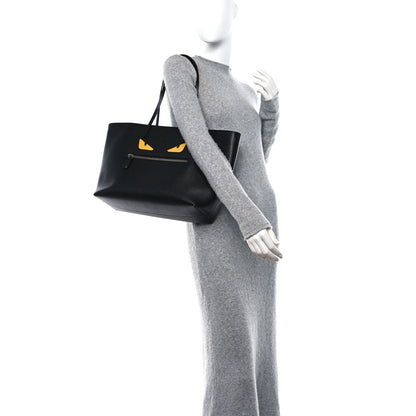 Fendi Vitello Elite Cuoio Monster Buggies Medium Roll Tote Black Multicolor Blue Cobalto 3 of 9