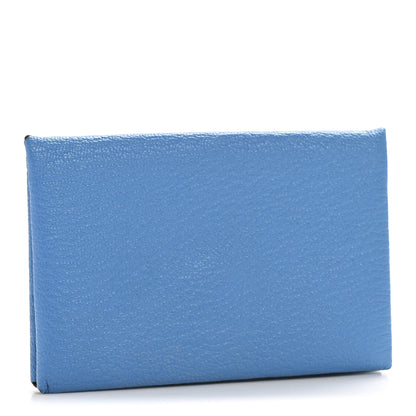 Hermes Chevre Mysore Verso Calvi Card Case Bleu Frida Cuivre 3 of 7