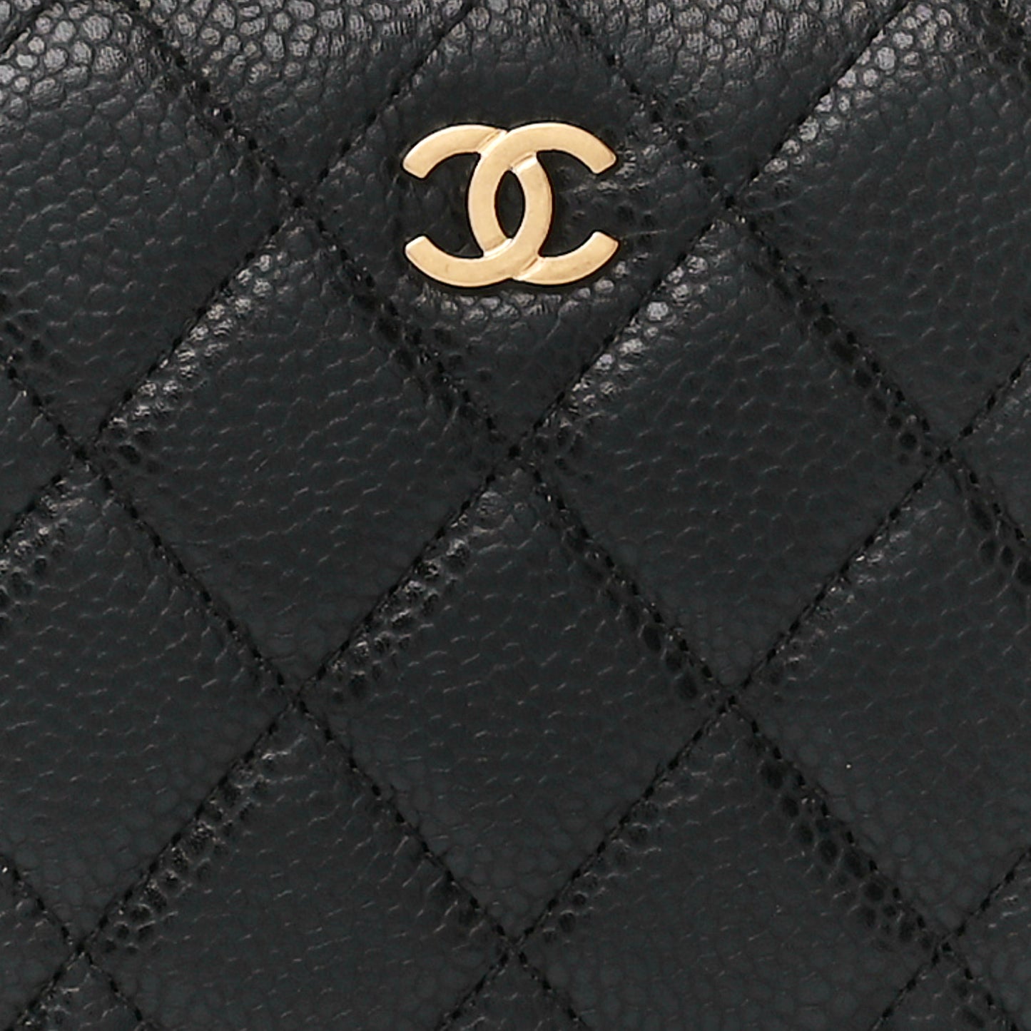 Caviar Quilted Large Zip Around Organizer Wallet Black