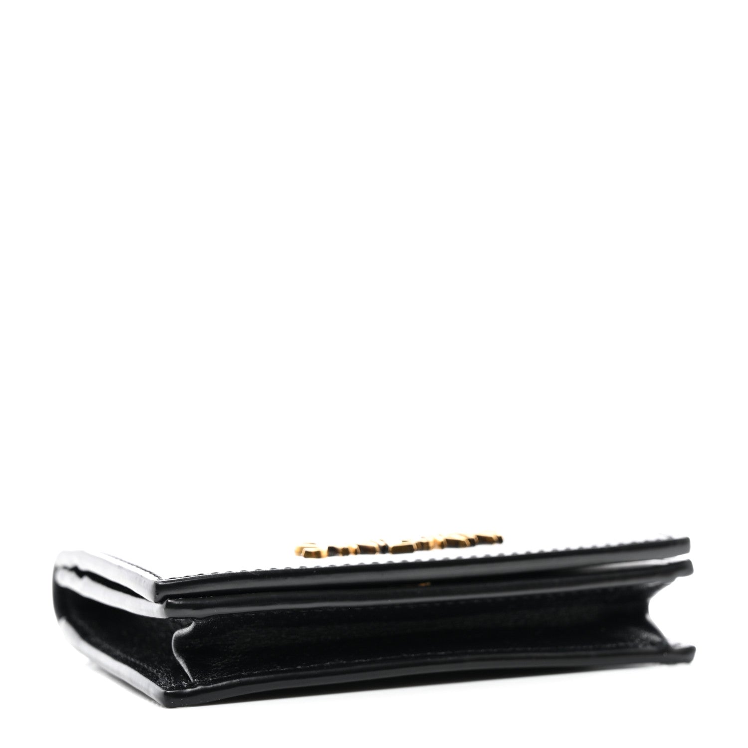 Saint Laurent Shiny Lambskin Logo Carre Zipped Card Case Black 4 of 7