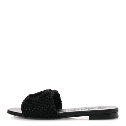 Chanel Crochet CC Mules Sandals 38.5 Black 1 of 12