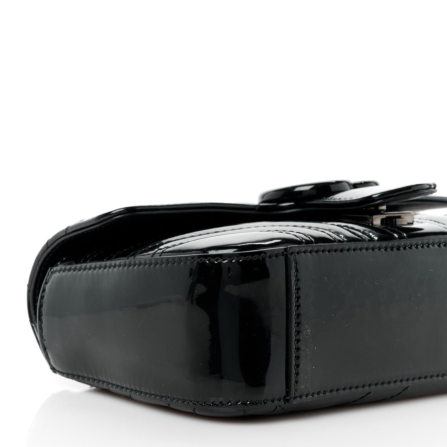 Patent Lambskin Matelasse Monochrome Mini GG Marmont Shoulder Bag Black
