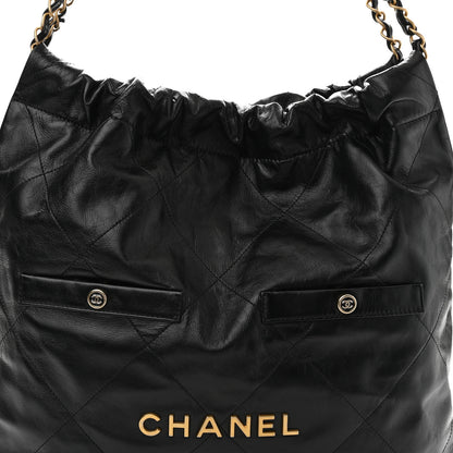 Chanel Shiny Calfskin Double Pocket Quilted Chanel 22 Black 8 of 11