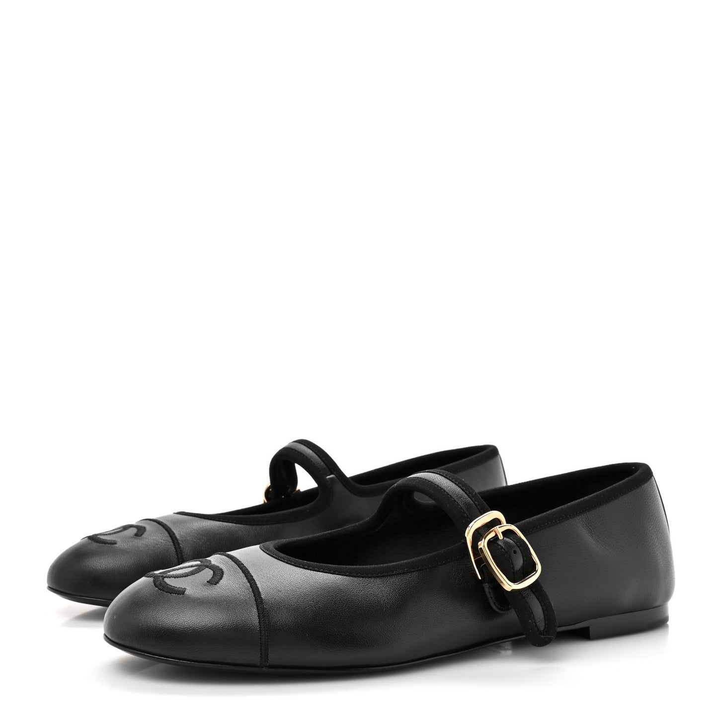 Lambskin Mary Jane Flats 38.5 Black