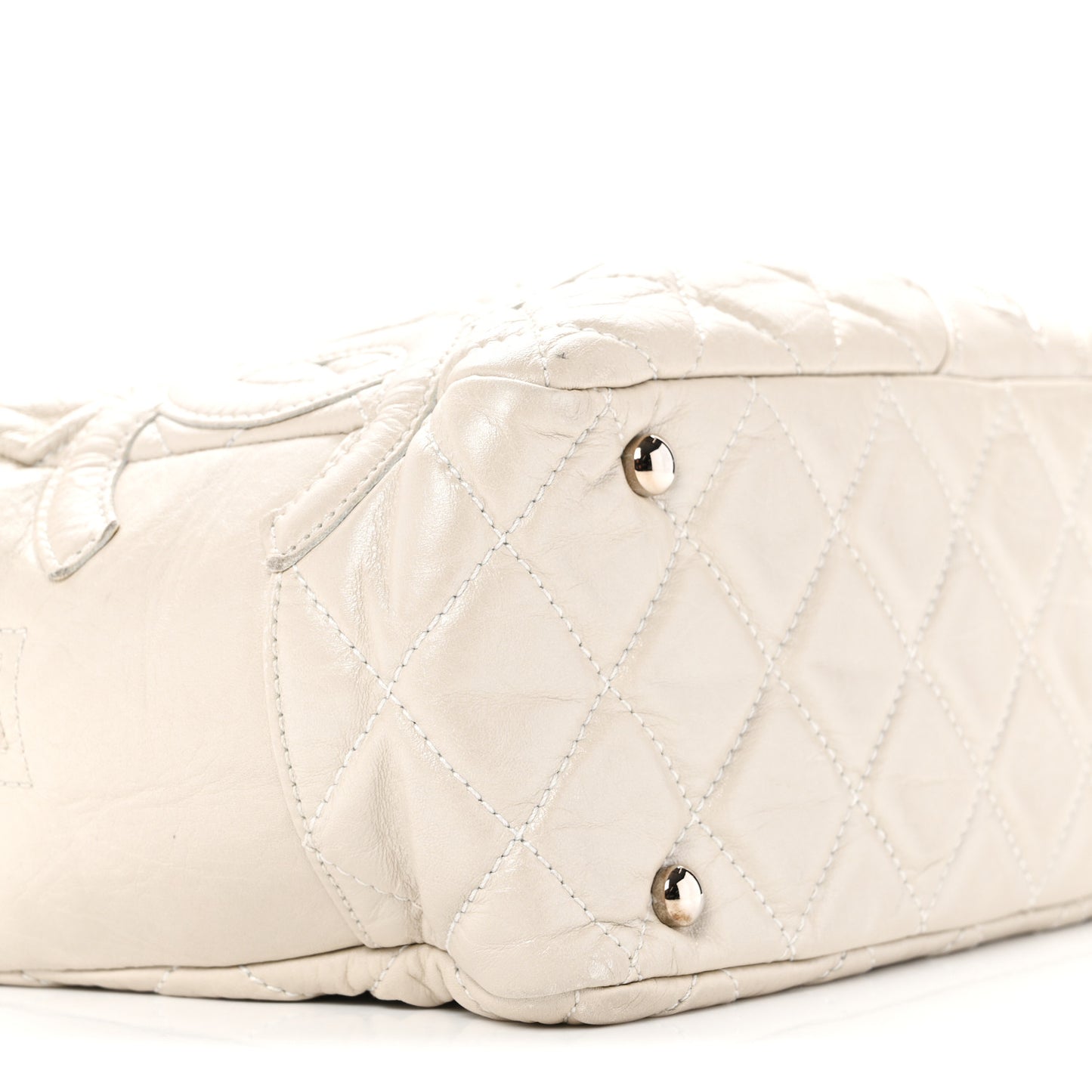 Aged Calfskin Quilted Cotton Club Bowler Pearl