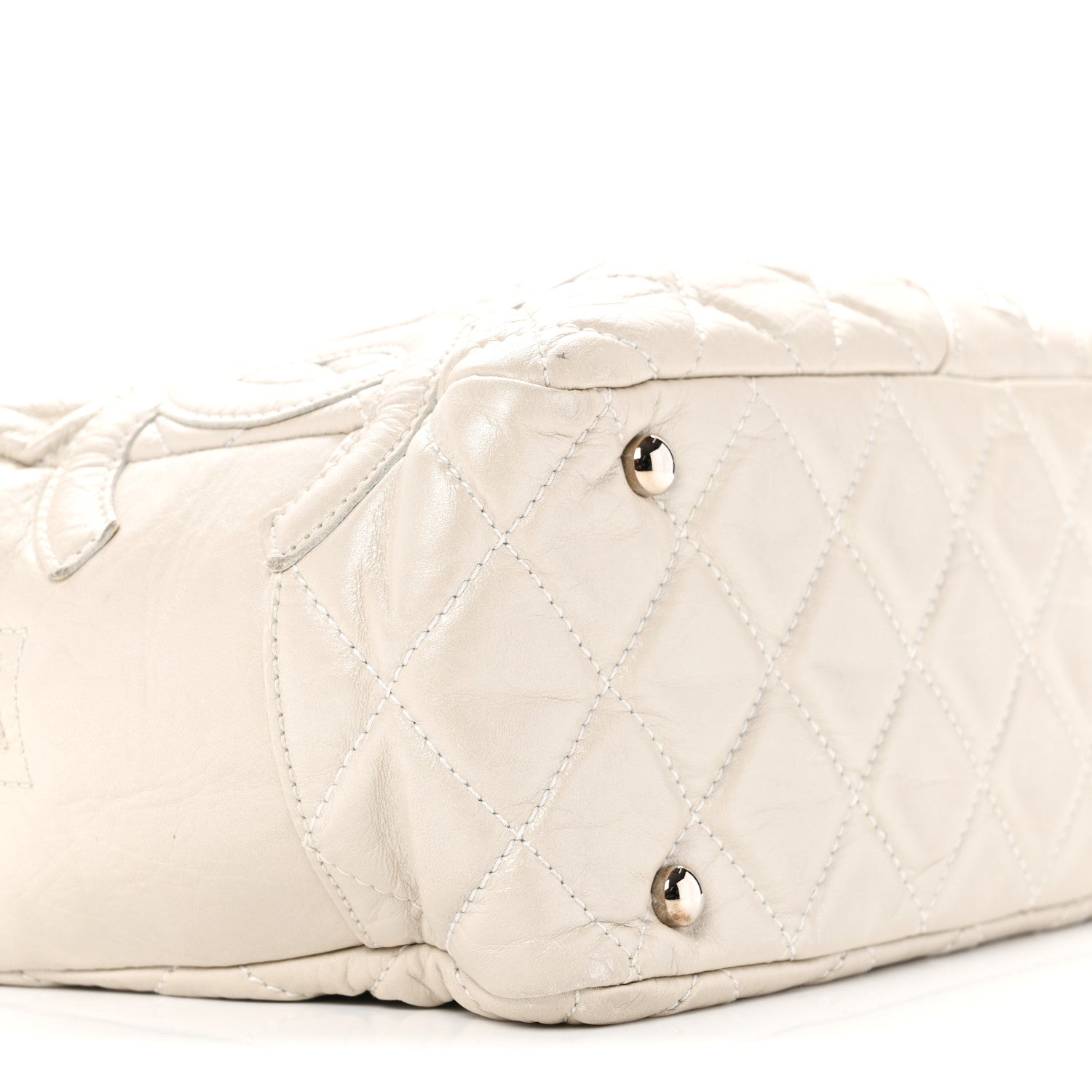 Chanel Aged Calfskin Quilted Cotton Club Bowler Pearl 9 of 15