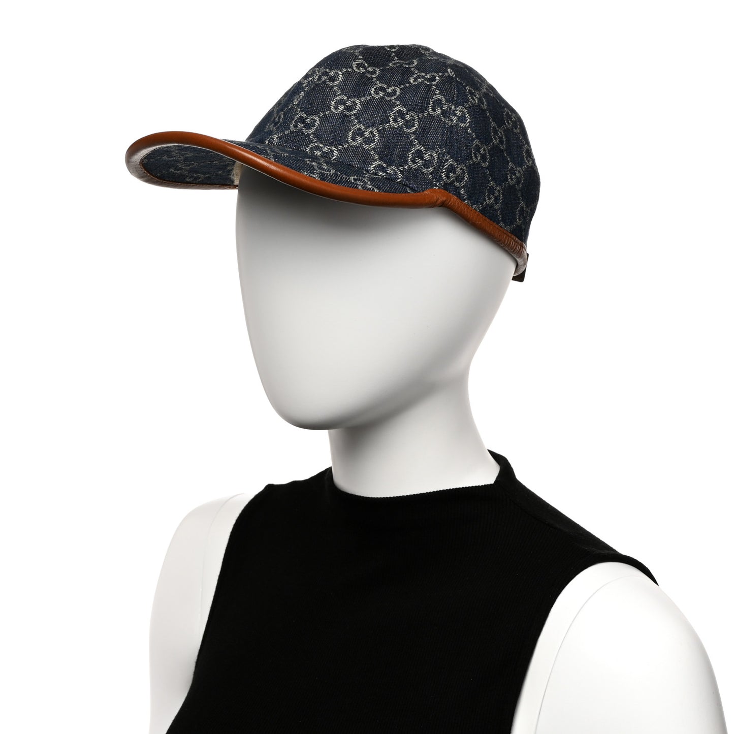 Washed Jacquard Denim Nappa GG Monogram Oscar Baseball Hat M Denim Cuir