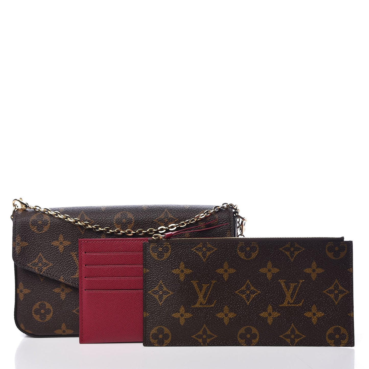 Monogram Pochette Felicie Chain Wallet Fuchsia