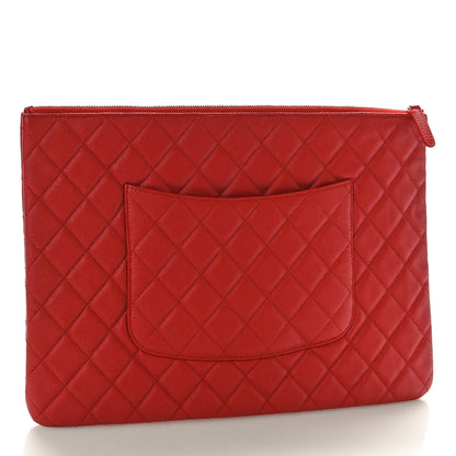 Chanel Caviar Quilted Large Cosmetic Case Red 3 of 8