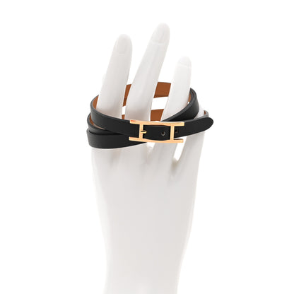 Hermes Chamonix Hapi 3MM Triple Tour Bracelet S Black Fauve 2 of 6