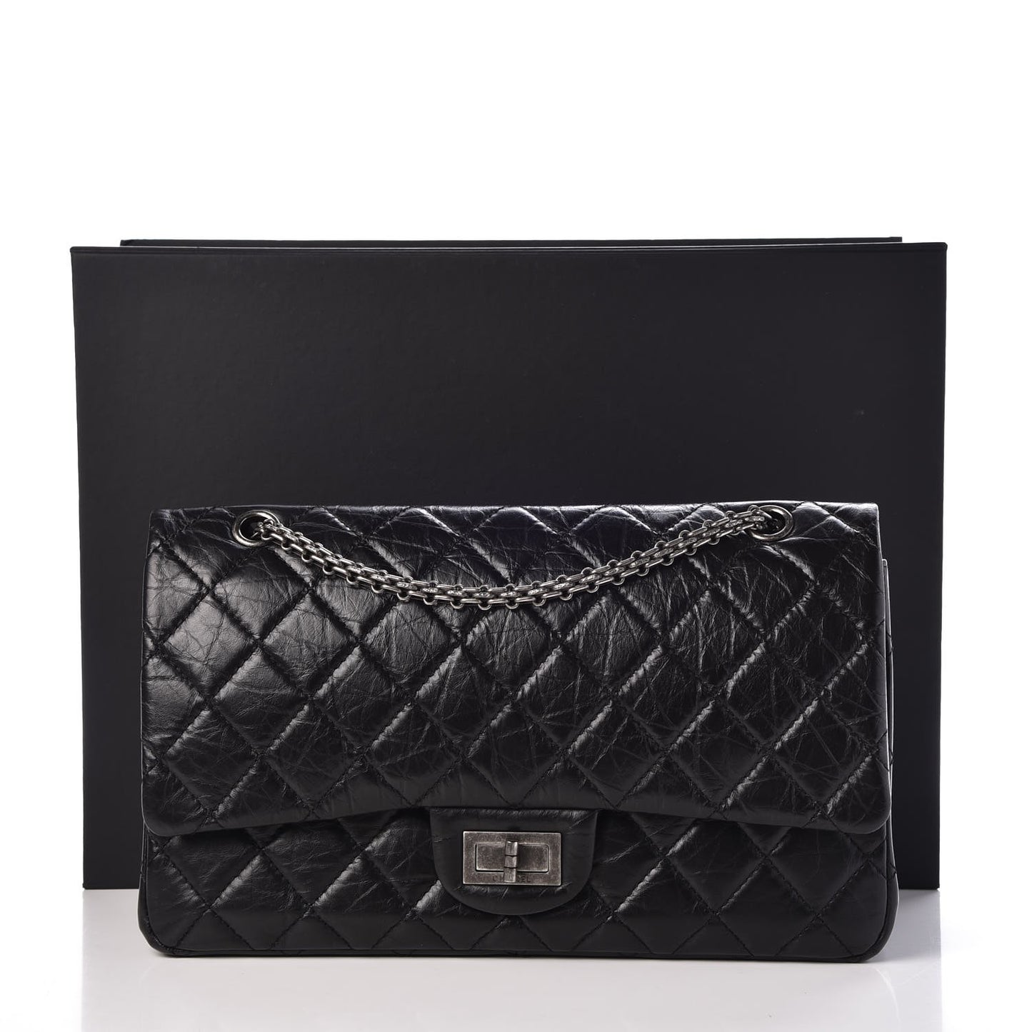 Aged Calfskin Quilted 2.55 Reissue 227 Flap Black