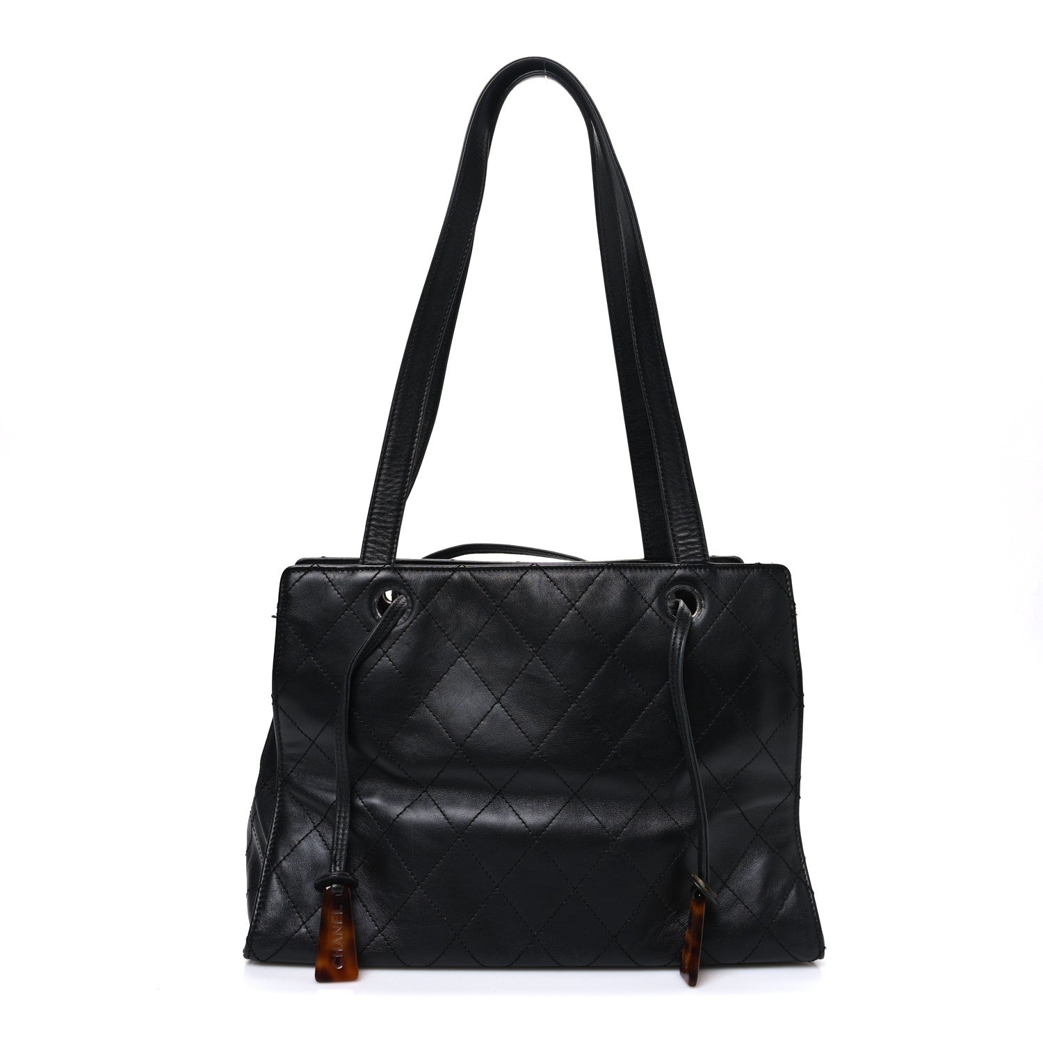 Chanel Lambskin Diamond Stitched Shoulder Bag Black 1837656