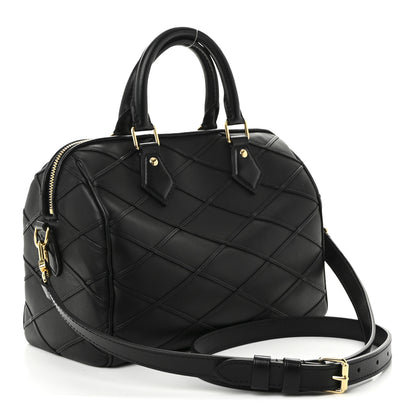 Louis Vuitton Lambskin Malletage Speedy Bandouliere 25 Black 3 of 9