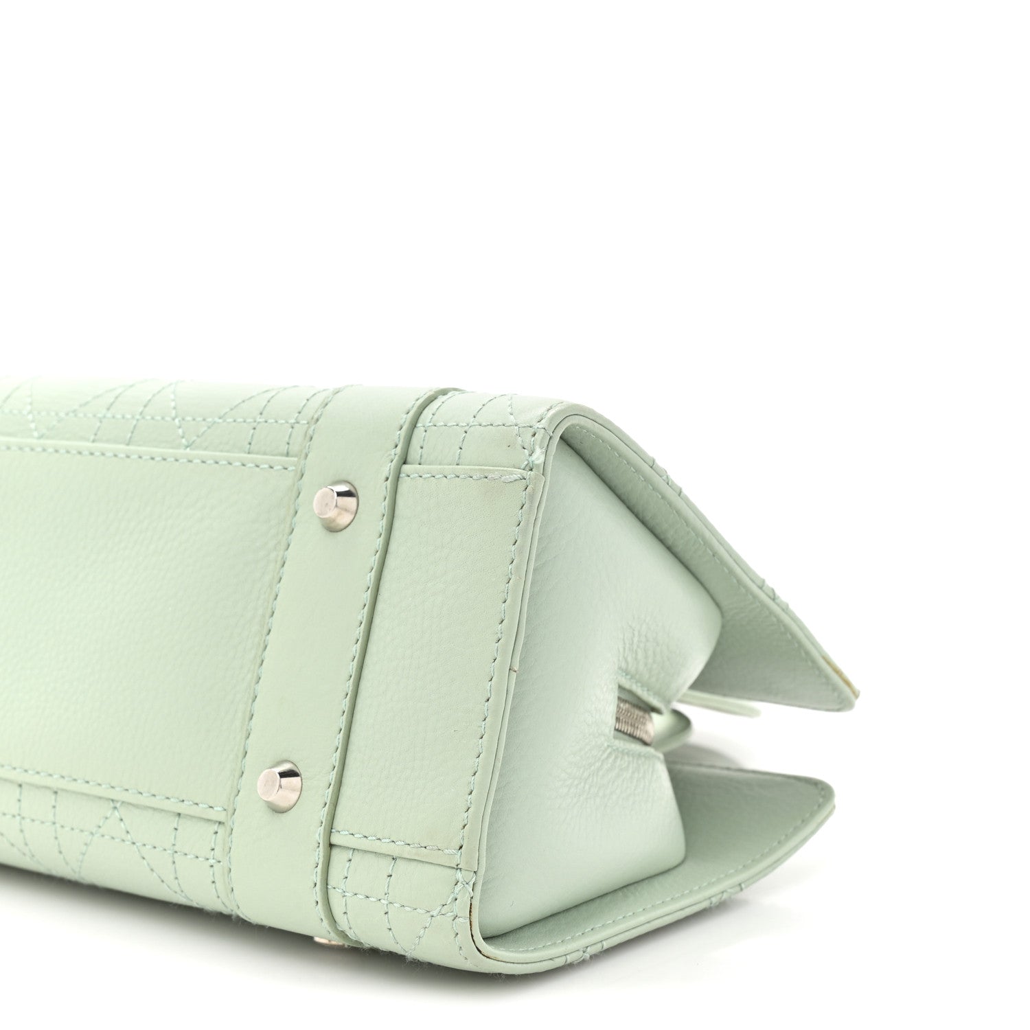 Christian Dior Calfskin Cannage Stitched Small East West Lady Dior Mint Green 9 of 15