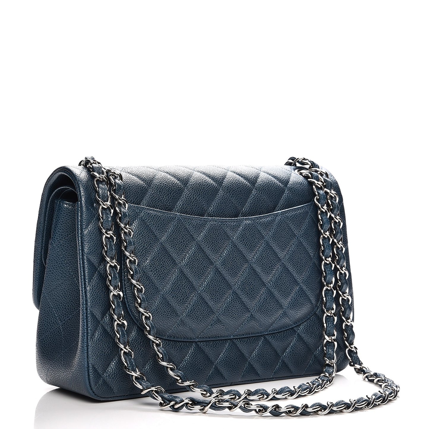 Caviar Quilted Jumbo Double Flap Blue