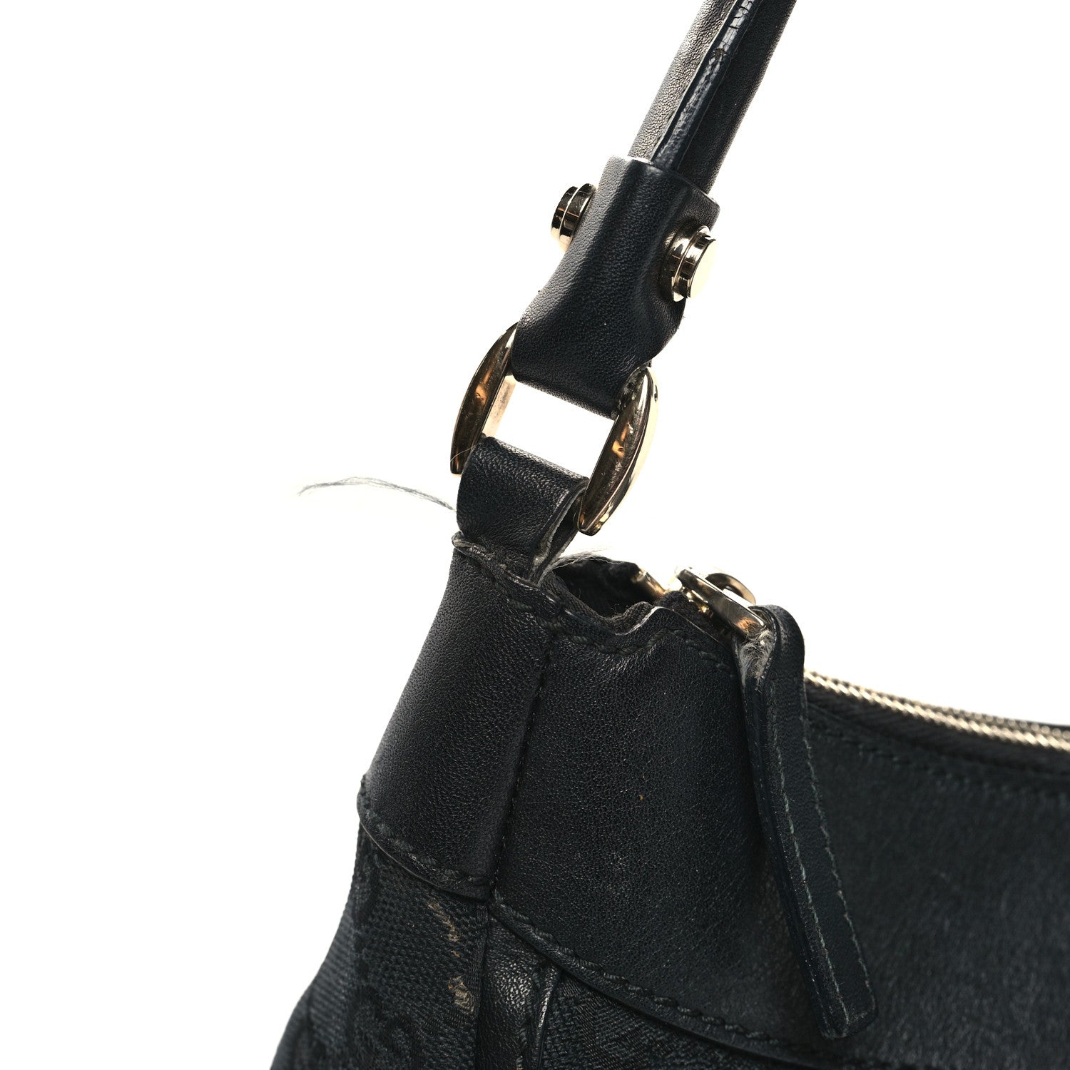 Gucci Monogram Large D Gold Ring Hobo Black 12 of 14
