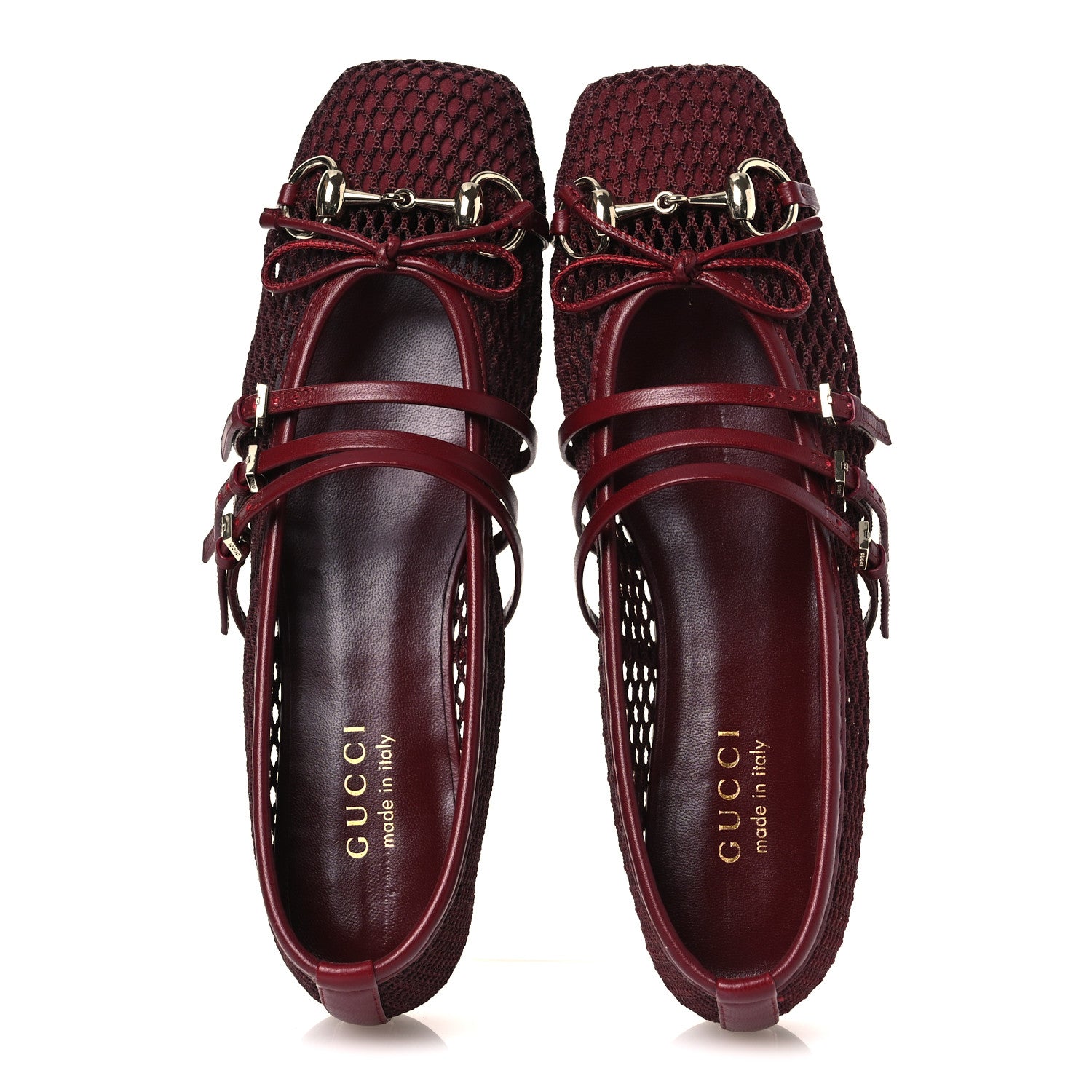 Gucci Video Net Nappa Horsebit Ballerina Flats 38 Rosso Ancora 2 of 10