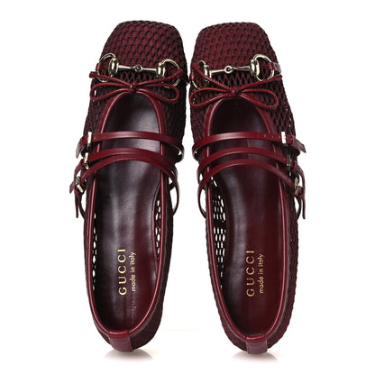Gucci Video Net Nappa Horsebit Ballerina Flats 38 Rosso Ancora 2 of 10
