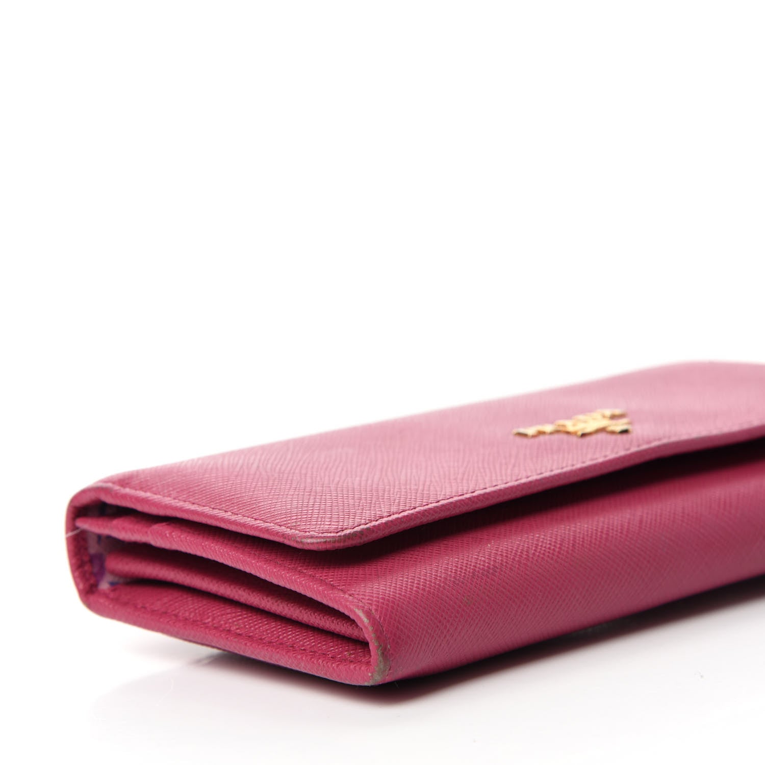Prada Saffiano Metal Continental Flap Wallet Peonia 7 of 11