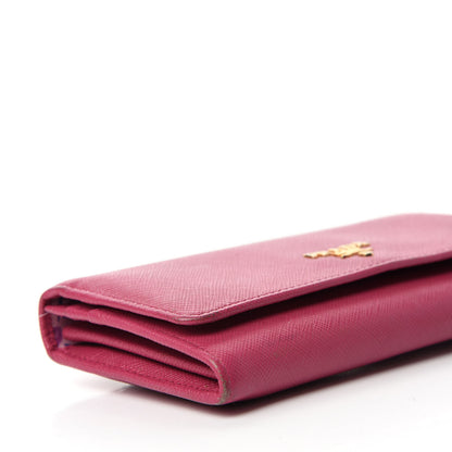 Prada Saffiano Metal Continental Flap Wallet Peonia 7 of 11