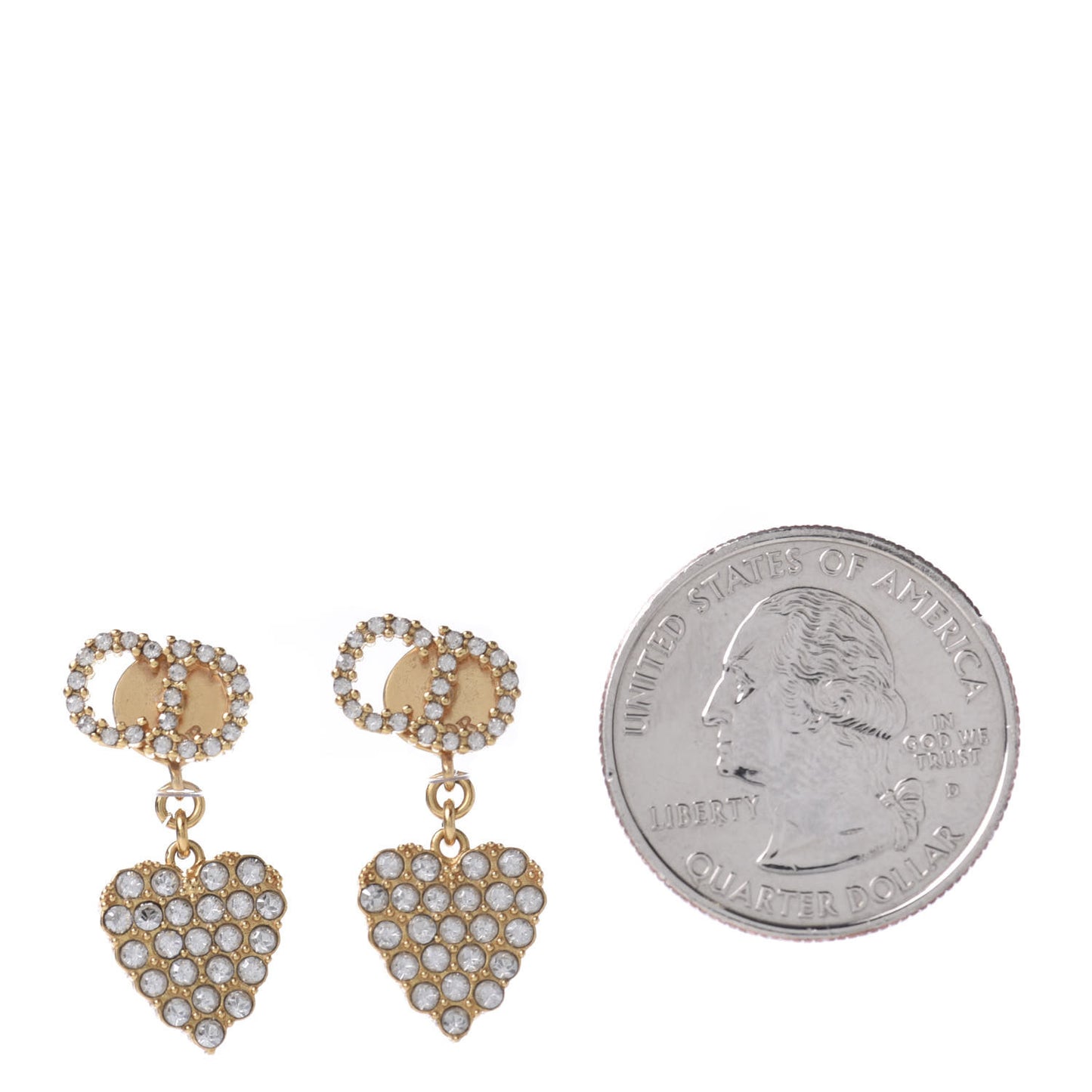 Crystal CD Heart Earrings Gold