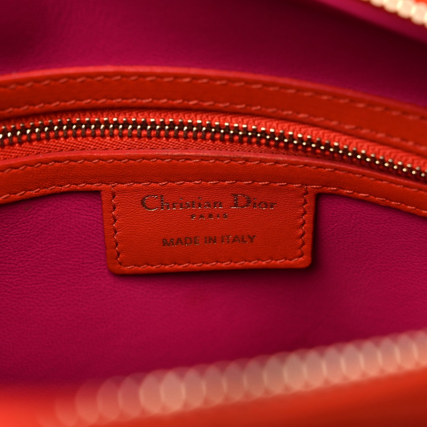 Lambskin Cannage Large Bi-Color Lady Dior Orange Fuchsia
