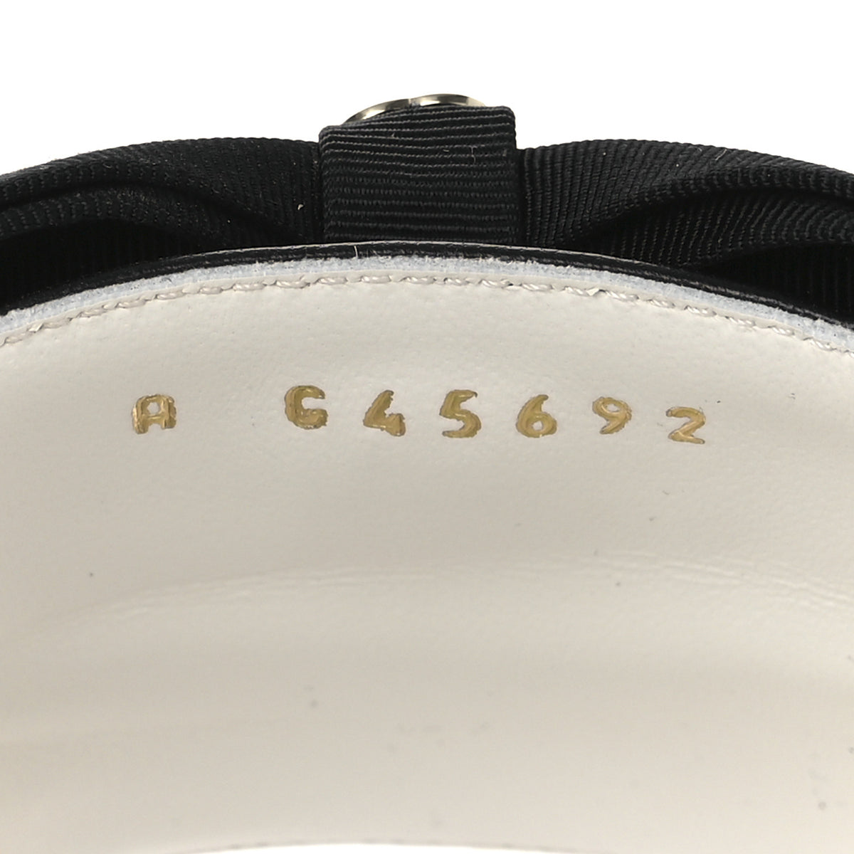 Lambskin Grosgrain CC Bow Mules 38.5 White Black