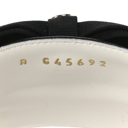 Chanel Lambskin Grosgrain CC Bow Mules 38.5 White Black 10 of 11