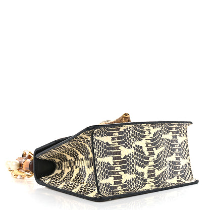 Gucci Snakeskin Pearl Mini Fox Broche Bamboo Top Handle Bag Roccia Hibiscus Red Mystic White 4 of 12