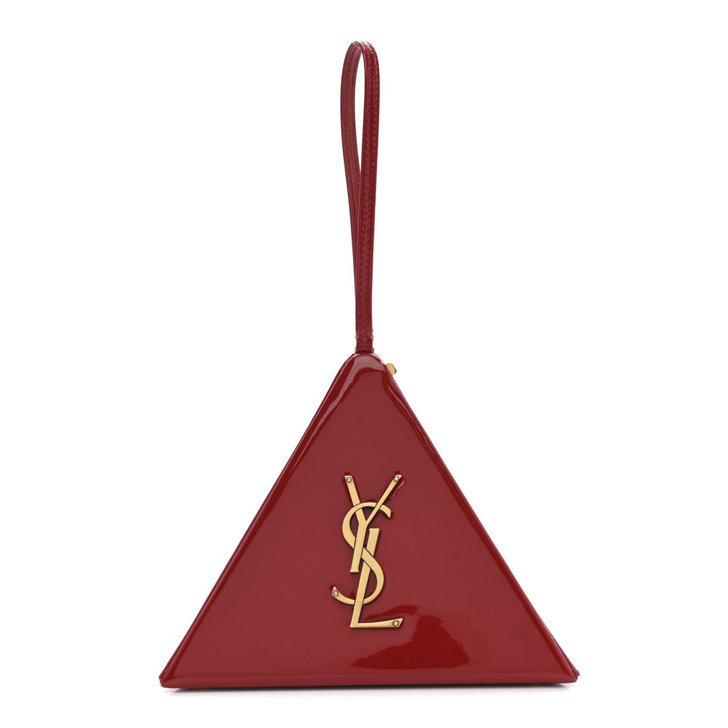 Patent Pyramid Clutch Rouge
