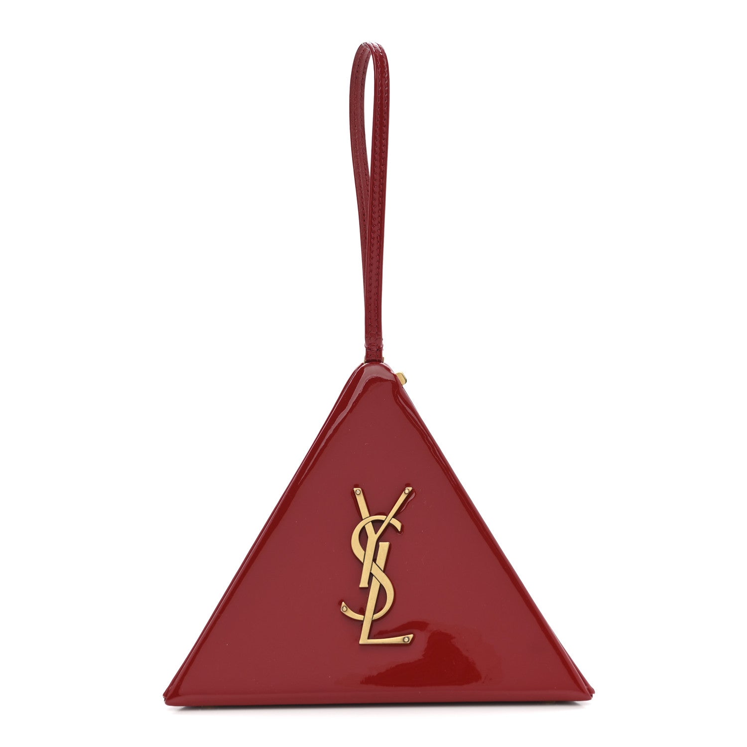 Saint Laurent Patent Pyramid Clutch Rouge 1 of 7
