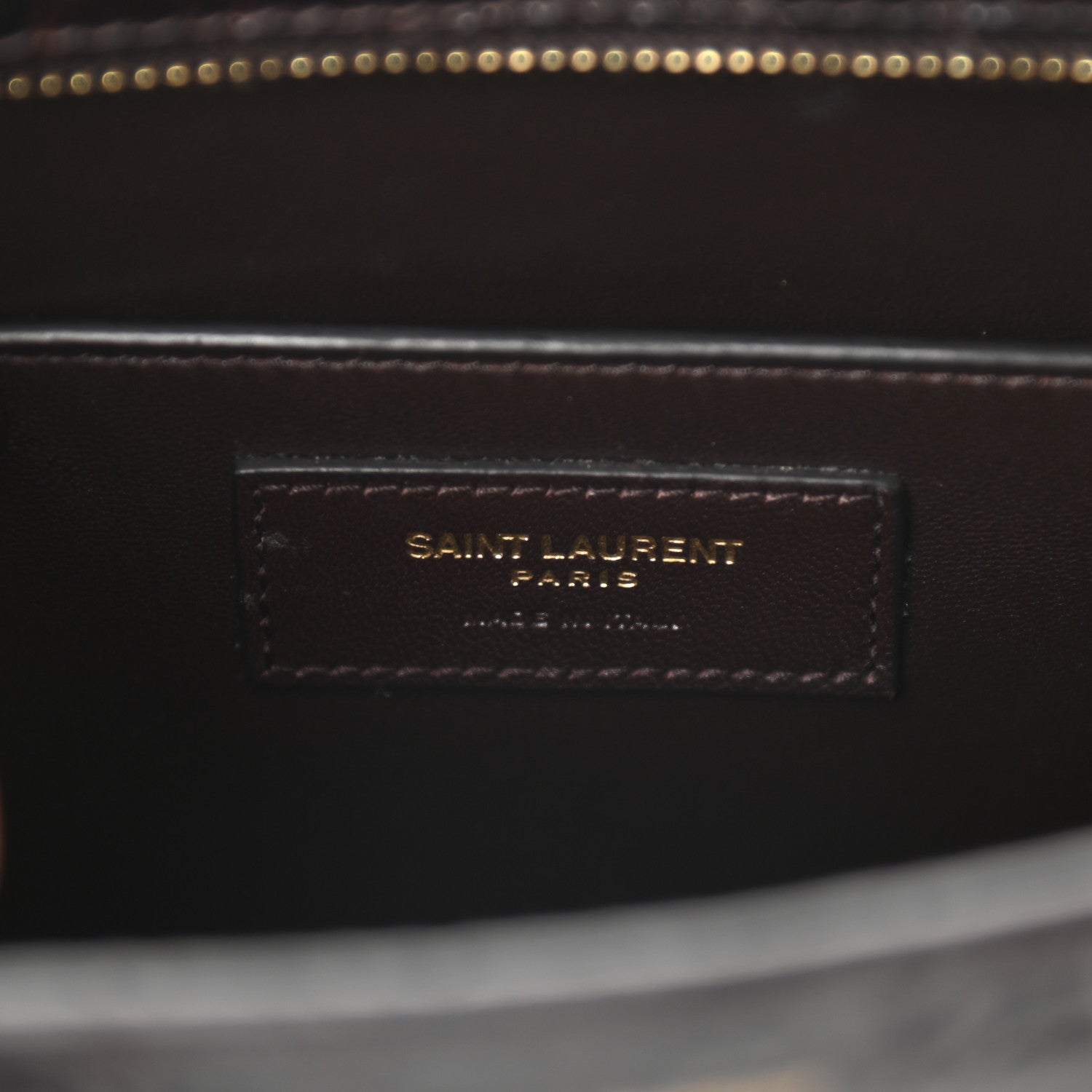 Saint Laurent Calfskin Crocodile Embossed Reverse Satchel Brown 6 of 8