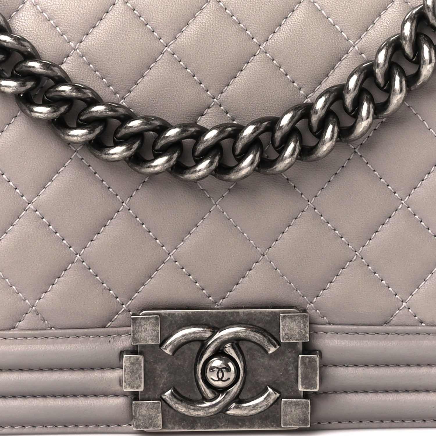 Chanel Lambskin Quilted Medium Boy Flap Grey 8 of 10