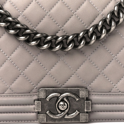 Chanel Lambskin Quilted Medium Boy Flap Grey 8 of 10