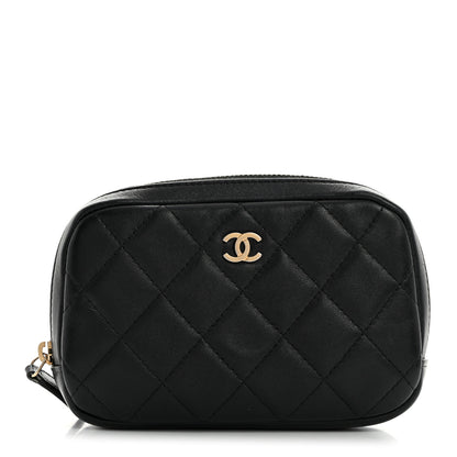 Chanel Lambskin Quilted Small Curvy Pouch Cosmetic Case Black 1 of 8