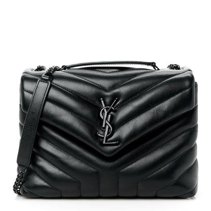 Saint Laurent Calfskin Y Quilted Monogram Monochrome Small Loulou Chain Satchel Black 1 of 14