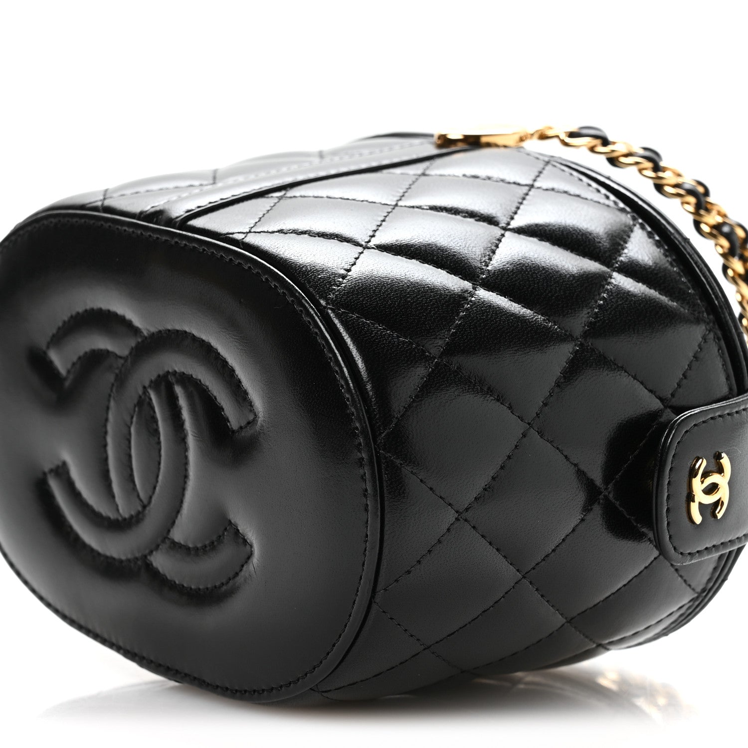 Chanel Calfskin Quilted Mini Basket Top Handle Vanity Case Black 11 of 11