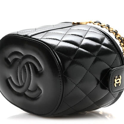 Chanel Calfskin Quilted Mini Basket Top Handle Vanity Case Black 11 of 11