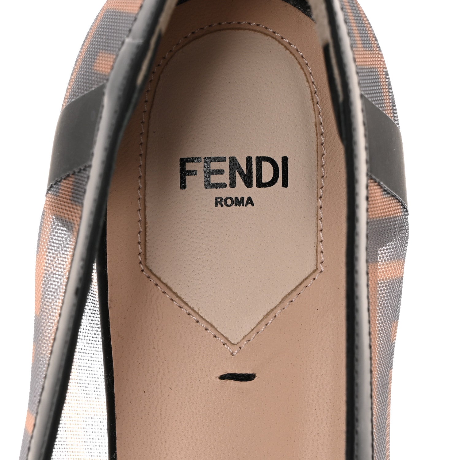Fendi Mesh FF Skimmer Ballerina Flats 40 Tobacco Moro Black 6 of 8