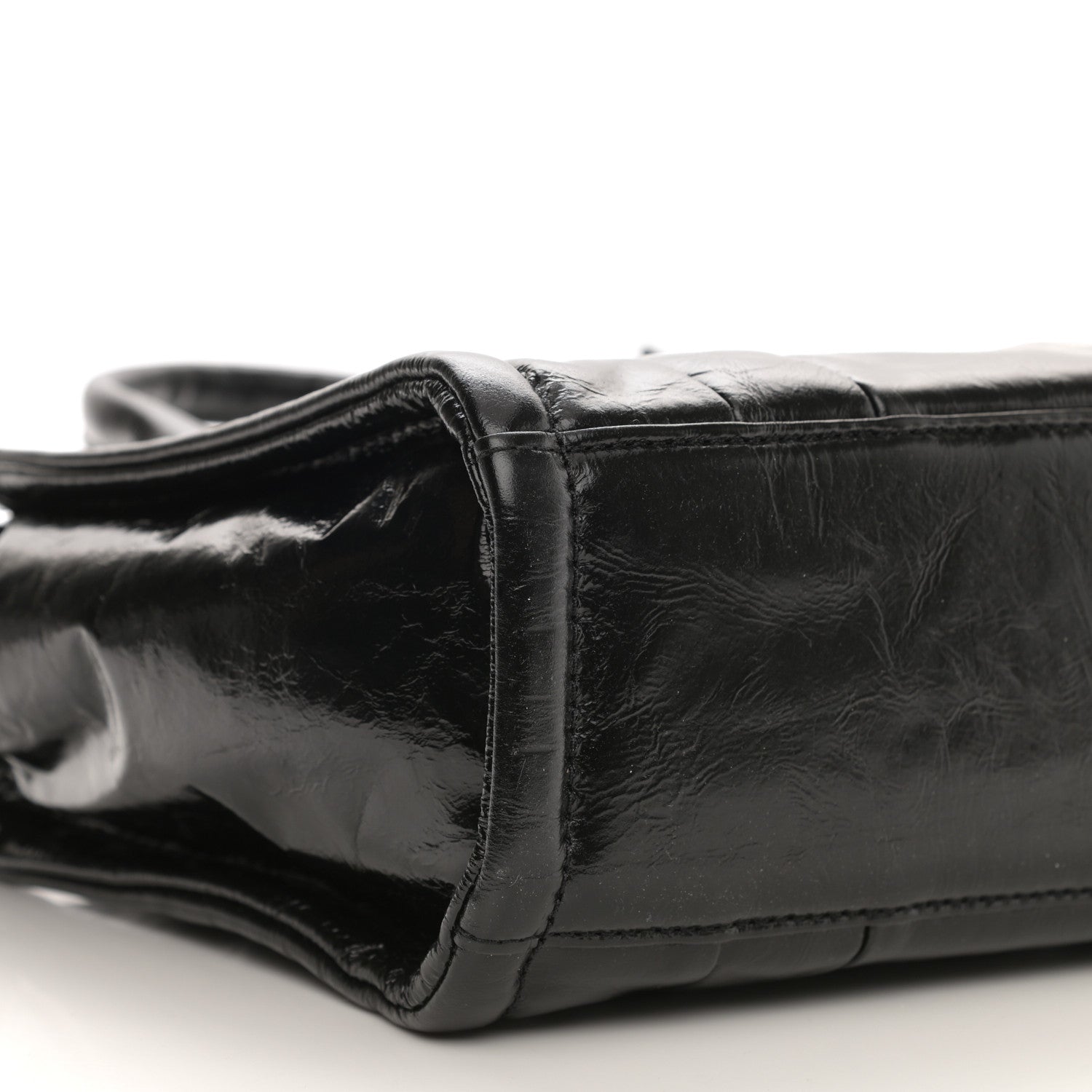 Marc Jacobs Shiny Crinkled Calfskin Small The Tote Bag Black 8 of 11
