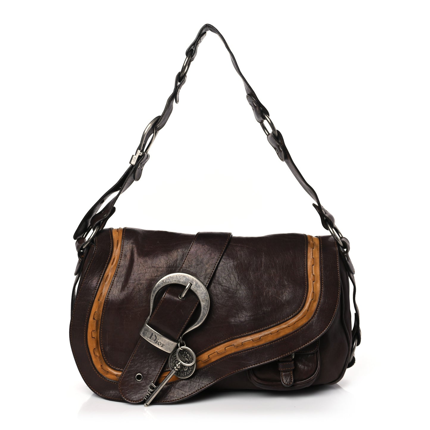 Calfskin Large Gaucho Double Saddle Bag Brown