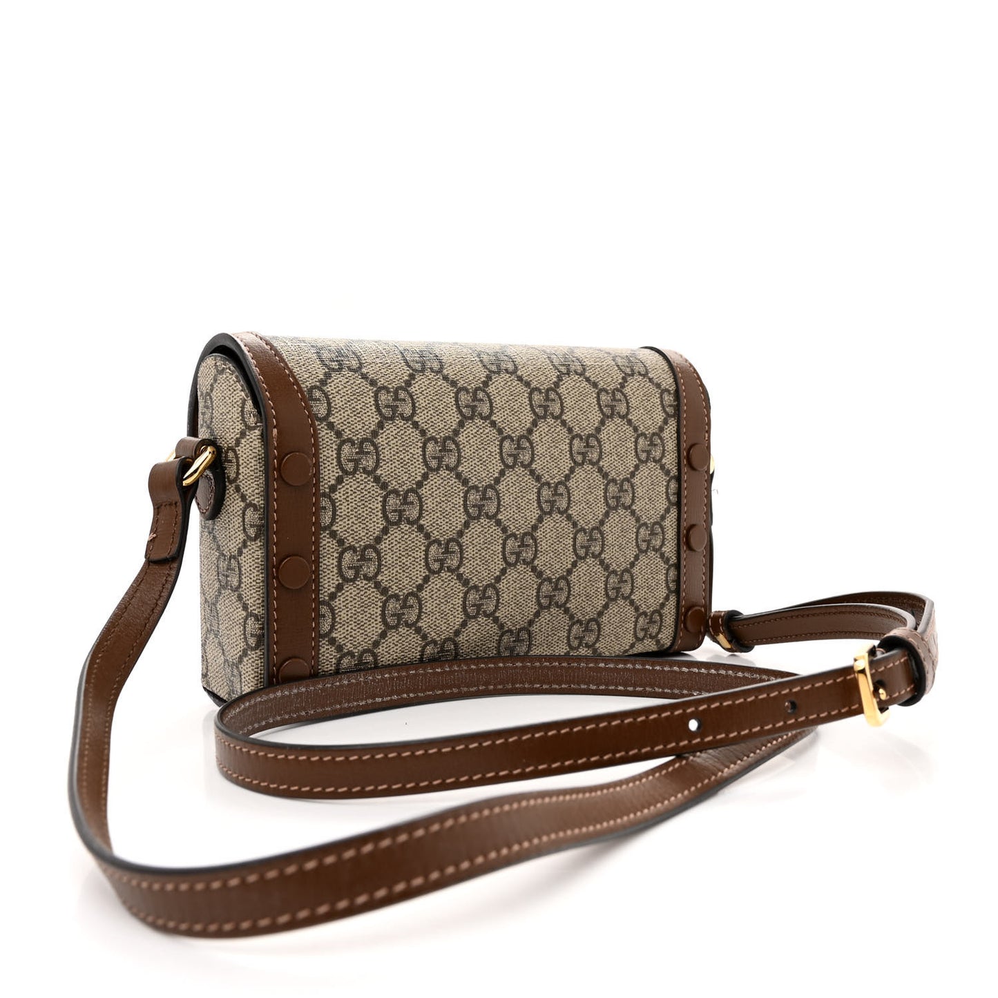 GG Supreme Monogram Mini Horsebit 1955 Shoulder Bag Beige Brown Sugar