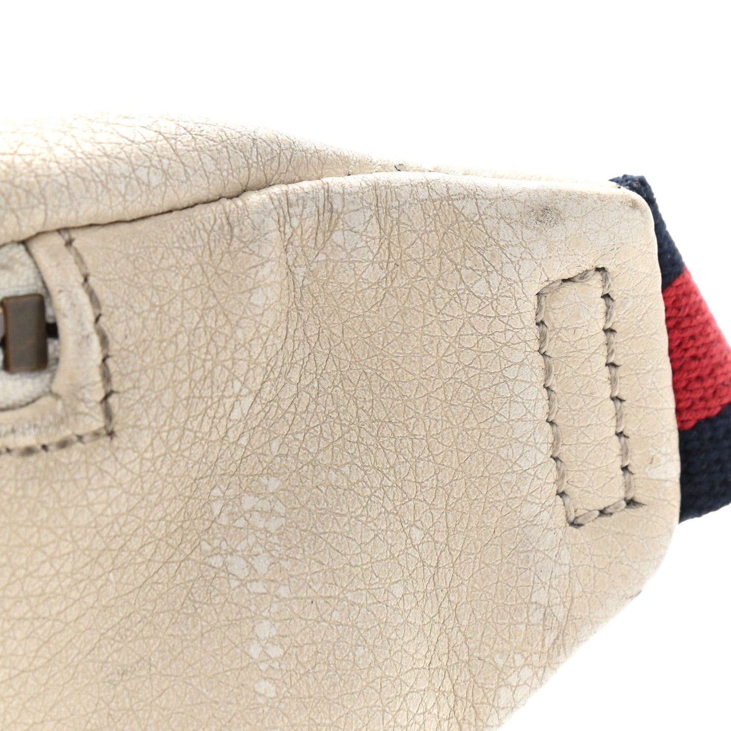 Grained Calfskin Logo Belt Bag White