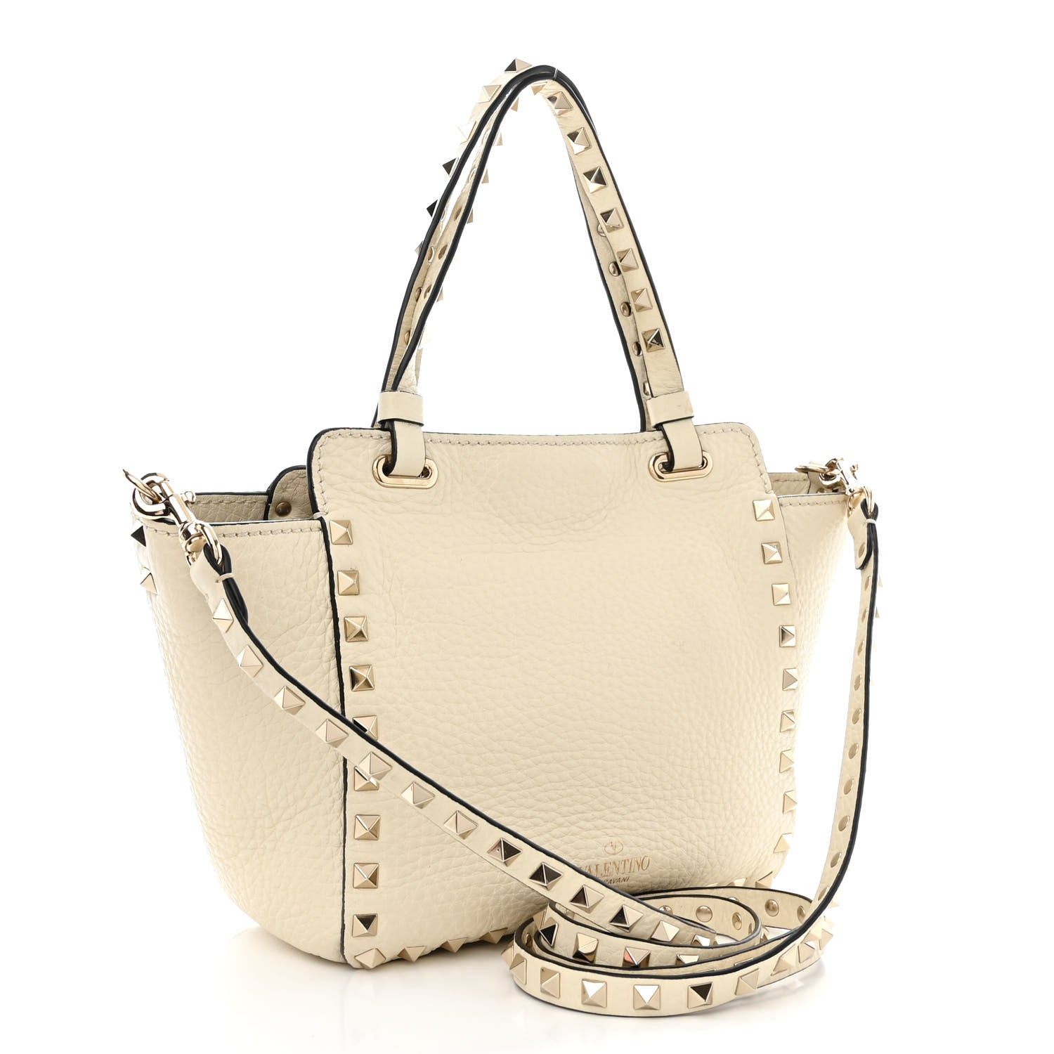 Valentino Garavani Pebbled Calfskin Mini Rockstud Tote Ivory 3 of 16
