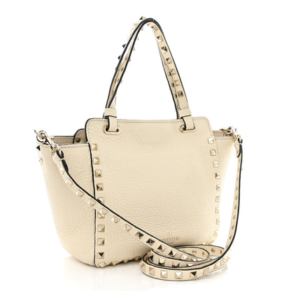 Valentino Garavani Pebbled Calfskin Mini Rockstud Tote Ivory 3 of 16