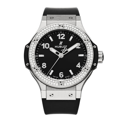 Hublot Stainless Steel Rubber Diamond Pave Bezel 38mm Big Bang Quartz Watch Black 361.SX.1270.RX.1104 1 of 5