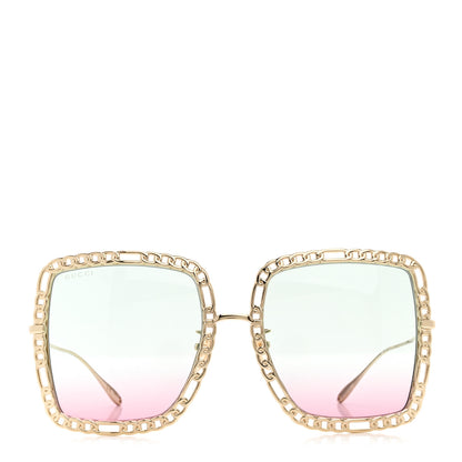 Gucci Square Frame Oversized Sunglasses GG1033S Gold Orange 2 of 6