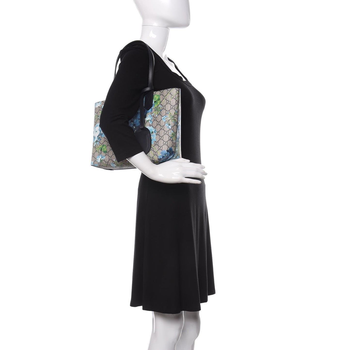 GG Supreme Monogram Blooms Small Reversible Tote Beige Blue Navy