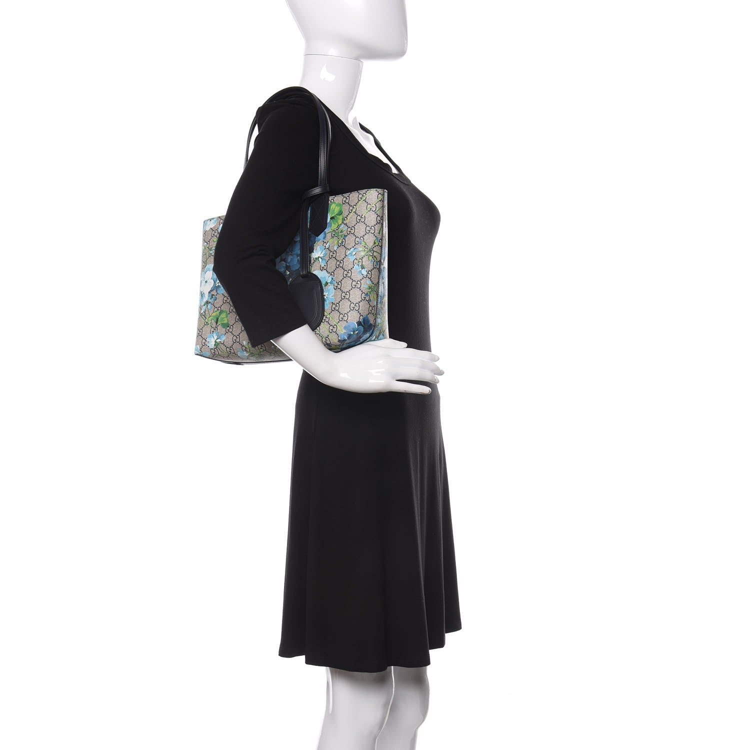Gucci GG Supreme Monogram Blooms Small Reversible Tote Beige Blue Navy 2 of 8