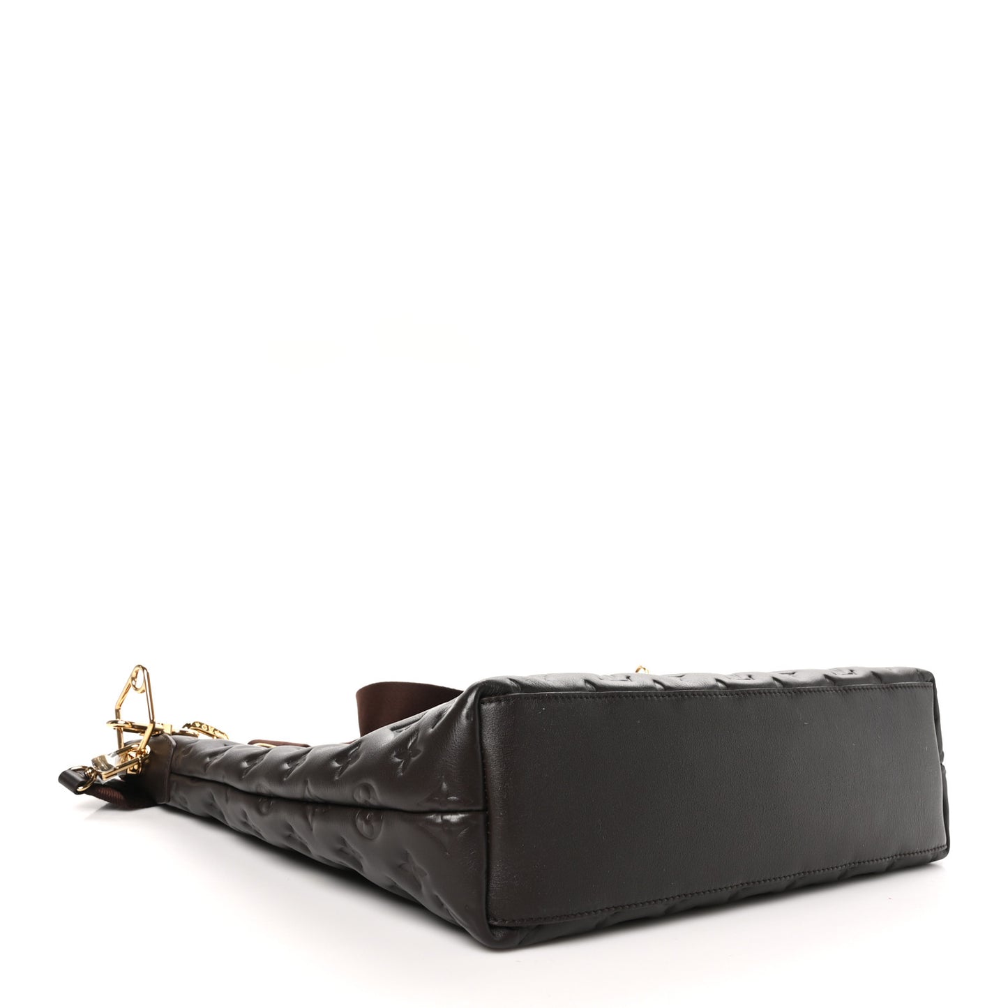 Lambskin Embossed Monogram Coussin Hobo MM Chocolat